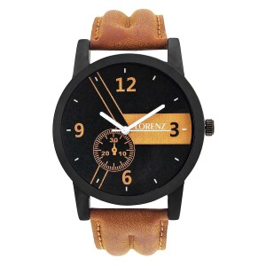 Lorenz Analog Black Dial Leather Strap Watch